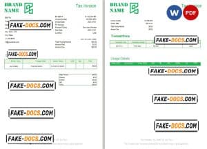 green brand universal multipurpose invoice template in Word and PDF format, fully editable