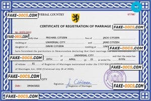 tickle universal marriage certificate PSD template, fully editable