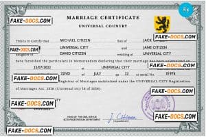 snapshot universal marriage certificate PSD template, fully editable
