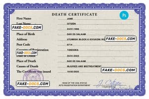 death solutions death universal certificate PSD template, completely editable