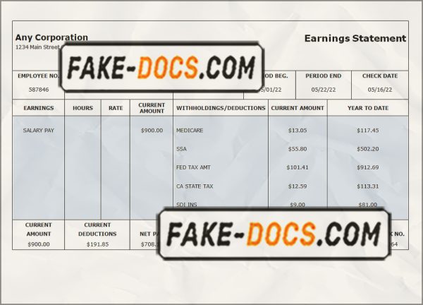 focus point pay stub template in Word and PDF format scan