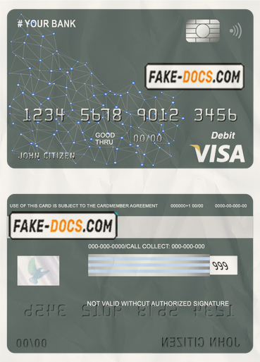 geometrex universal multipurpose bank visa credit card template in PSD format, fully editable scan
