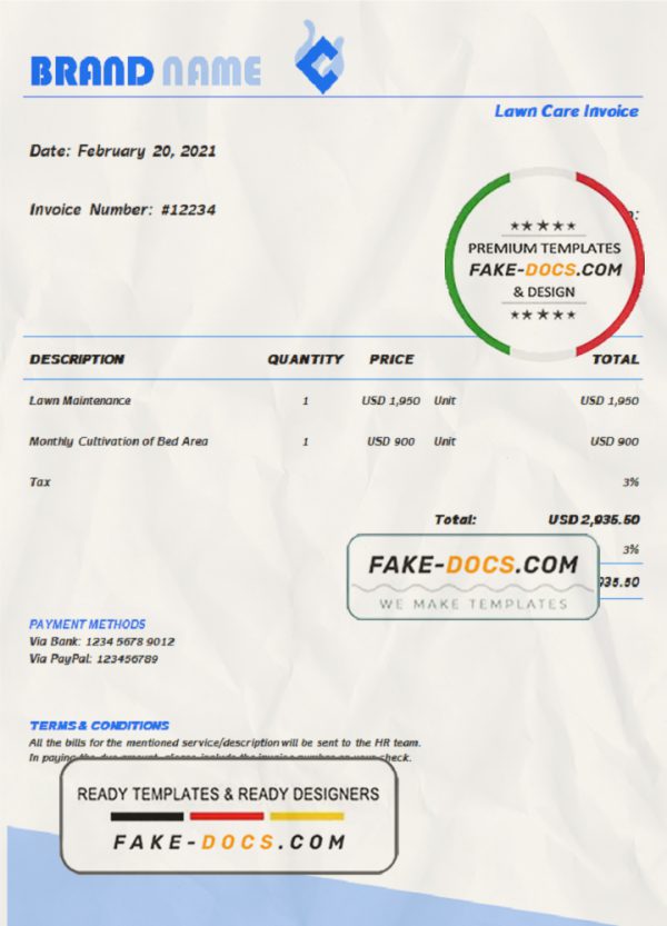 gold zone universal multipurpose invoice template in Word and PDF format, fully editable scan