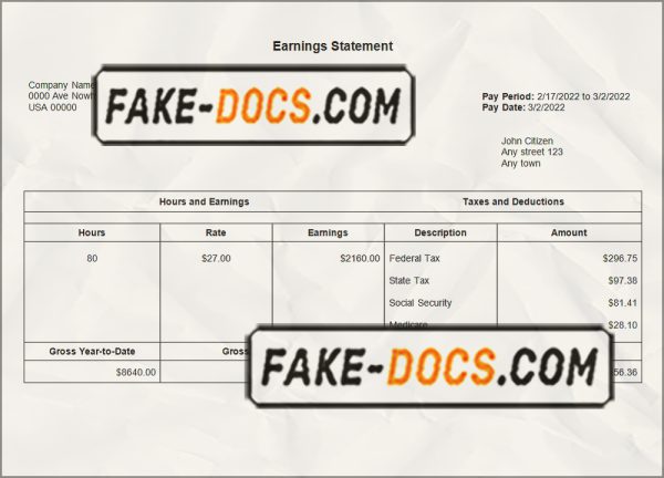 look out pay stub template in Word and PDF format scan