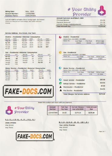own point universal multipurpose utility bill template in Word format scan