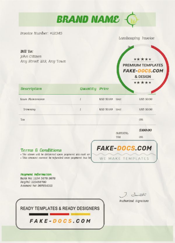 tape capture universal multipurpose invoice template in Word and PDF format, fully editable scan