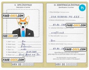 Bosnia and Herzegovina dog (animal, pet) passport PSD template, fully editable