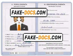 Slovakia cat (animal, pet) passport PSD template, fully editable