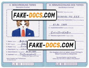 Liechtenstein cat (animal, pet) passport PSD template, fully editable