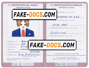 Panama cat (animal, pet) passport PSD template, completely editable