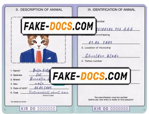 Kiribati cat (animal, pet) passport PSD template, completely editable