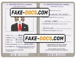 Togo cat (animal, pet) passport PSD template, completely editable