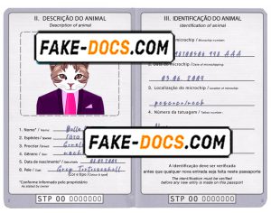 São Tomé and Príncipe cat (animal, pet) passport PSD template, fully editable