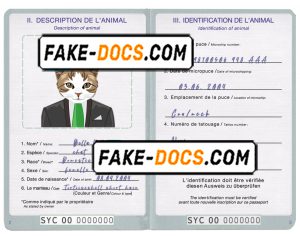 Seychellas cat (animal, pet) passport PSD template, fully editable