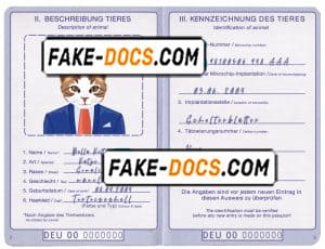 Germany cat (animal, pet) passport PSD template, completely editable