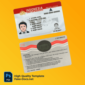 Indonesia driver license Psd Template Indonesia driver license Psd Template