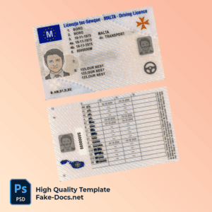 Malta driver license PSD template