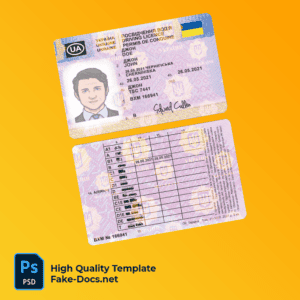Ukraine driving license template in PSD format, fully editable