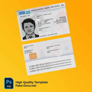 Belgium residence permit card PSD template