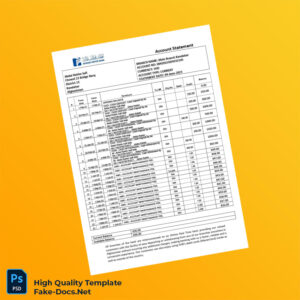 Afghanistan Afghan United Bank Statement Template in Word and PDF formats 2 page