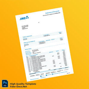 Australia ANZ Statement of Accounts Template in Word and PDF formats 2 page Australia ANZ Statement of Accounts Template in Word and PDF formats 2 page