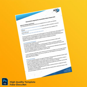 Australia Editable Identity Document Template in Word and PDF formats 2 page