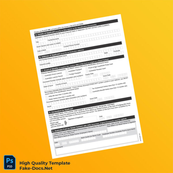 Australia Editable Identity Verification Template in Word and PDF formats 2 page