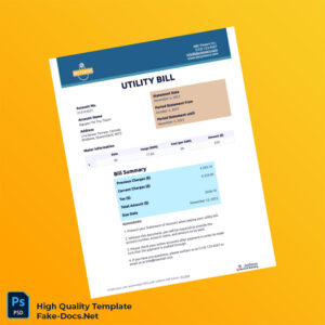 Australia Editable Utility Bill Template in Word and PDF formats