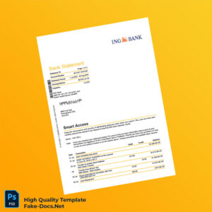 Australia ING Bank Bank Statement Template in Word and PDF formats 2 page