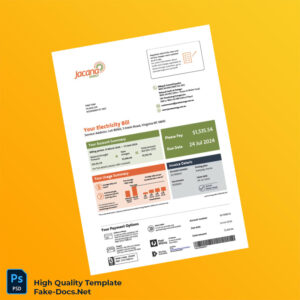 Australia Jacana Energy Editable Electricity Bill Template in Word and PDF formats 3 page