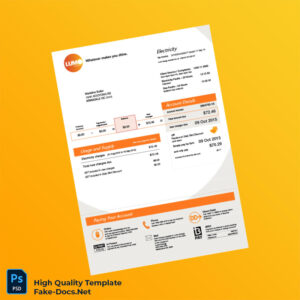 Australia Lumo Energy Editable Electricity Bill Template in Word and PDF formats 2 page