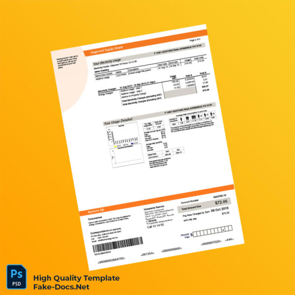 Australia Lumo Energy Editable Electricity Bill Template in Word and PDF formats 2 page