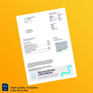 Australia Momentum Energy Editable Electricity Bill Template in Word and PDF formats 2 page