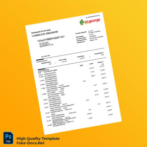 Australia St George Bank Statement Template in Word and PDF formats 5 page