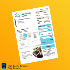 Australia United Energy Editable Electricity Bill Template in Word and PDF formats 2 page