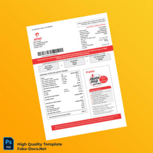 Bangladesh Airtel Editable Phone Bill Template in Word and PDF formats