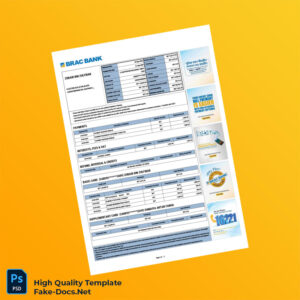 Bangladesh BRAC Bank Credit Card Statement Template in Word and PDF formats 2 page