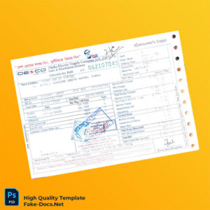 Bangladesh Dhaka Electric Supply Company Editable Electricity Bill Template in Word and PDF formats