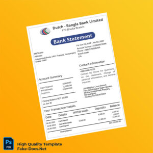 Bangladesh Dutch Bangla Bank Statement Template in Word and PDF formats Bangladesh Dutch Bangla Bank Statement Template in Word and PDF formats