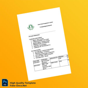 Bangladesh Islami Bank Limited Editable Account Statement Template in Word and PDF formats 3 page