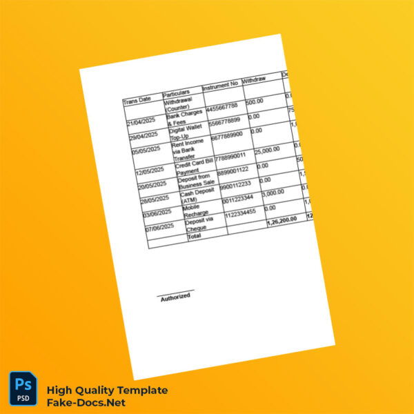 Bangladesh Islami Bank Limited Editable Account Statement Template in Word and PDF formats 3 page