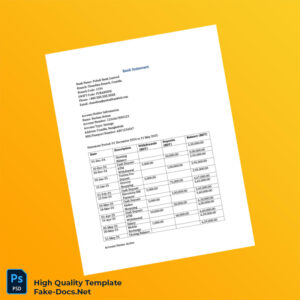 Bangladesh Pubali Bank Limited Bank Statement Template in Word and PDF formats 2 page Bangladesh Pubali Bank Limited Bank Statement Template in Word and PDF formats 2 page