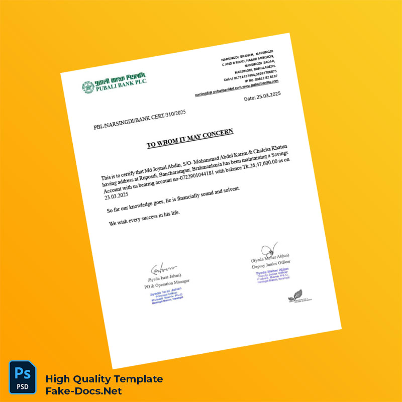 Bangladesh Pubali Bank Statement Template in Word and PDF formats 7 page Bangladesh Pubali Bank Statement Template in Word and PDF formats 7 page