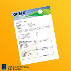 Bangladesh Qubee Editable Utility Bill Template in Word and PDF formats 2 page