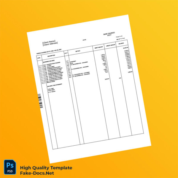 Bank Account Statement Template in Word and PDF formats 4 page