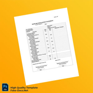 Bank Reconciliation Statement Template in Word and PDF formats Bank Reconciliation Statement Template in Word and PDF formats