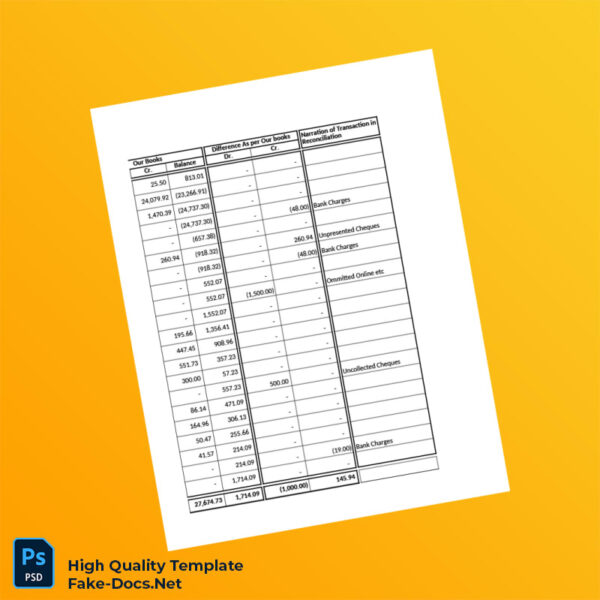 Bank Reconciliation Template in Word and PDF formats 7 page