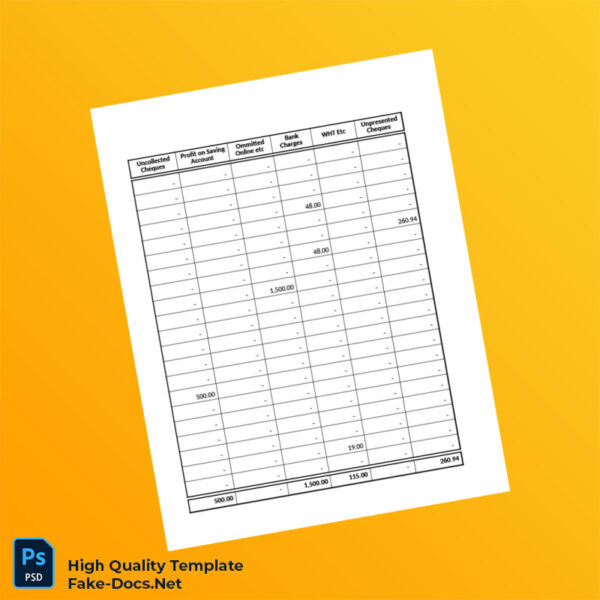 Bank Reconciliation Template in Word and PDF formats 7 page