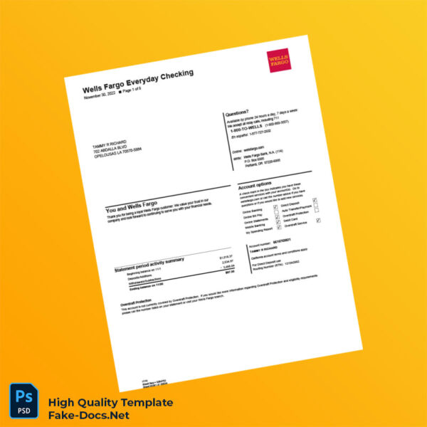 Bank Statement 1130 Template in Word and PDF formats 8 page