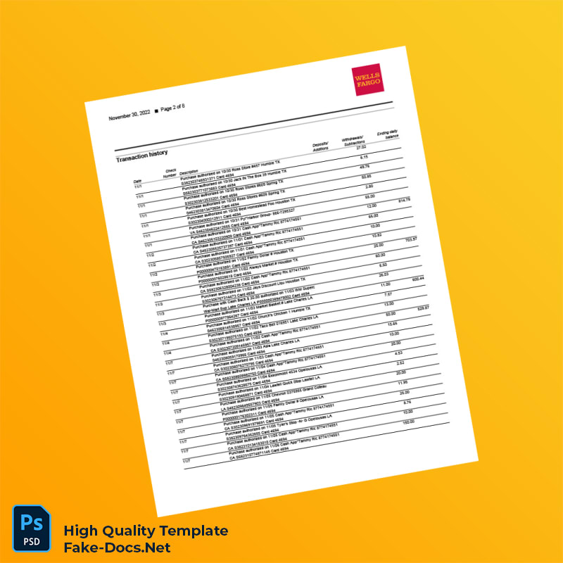 Bank Statement 1130 Template in Word and PDF formats 8 page Bank Statement 1130 Template in Word and PDF formats 8 page